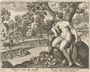 Sommar Aestas cereris. (titel på objekt) The Four Seasons (serietitel) av Adriaen Collaert