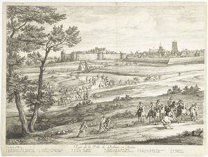 Utsikt över Bethune (vänster ark) Veuë de la Ville de Bethune en Artois (titel på objekt)
