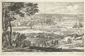 Utsikt över slottet Fontainebleau (vänster sida) Veuë du Chasteau de Fontainebleau du costé du Jardin (titel på objekt)
