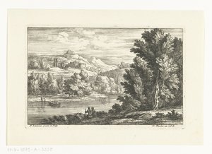 Landskap med en flod och ett slott av Adriaen Frans Boudewyns