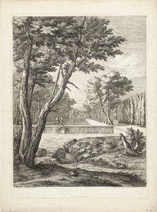Landskap med två män vid en fontän av Adriaen Frans Boudewyns