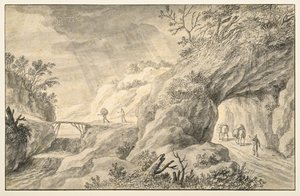 Stenigt landskap med väg av Adriaen I van Nieulandt