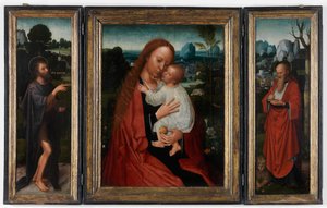 Madonna med Johannes Döparen och Sankt Hieronymus (olja på panel)