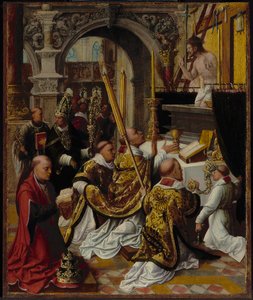 Sankt Gregorius den stores mässa (540-604) av Adriaen Isenbrandt or Isenbrant