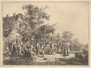 Dans under spaljén, 1610-85. av Adriaen Jansz. van Ostade