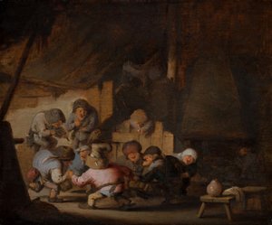 Dansande dvärgar i en bondes värdshus, ca 1635 (olja på trä) av Adriaen Jansz. van Ostade