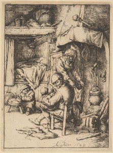 Familjens fader som ger buljong till sitt barn, 1610-85. av Adriaen Jansz. van Ostade