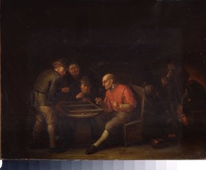 Flemings spelar tärning. (Flemings spelar tärning). Målning av Adriaen Jansz van Ostade (1610-1685). holländsk skola. Olja på duk. Gatchina Palace Museum, Sankt Petersburg. av Adriaen Jansz. van Ostade