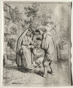 Man samtalar med en kvinna. av Adriaen Jansz. van Ostade
