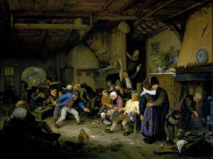 Bönder som dansar på en krog av Adriaen Jansz. van Ostade