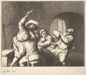 The Knife Thrust, 1610-85. av Adriaen Jansz. van Ostade