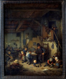 Skolans mästare Scenklass, en gammal lärare med små elever från favoritbakgrund. Målning av Adrien van Ostade (1610-1685) 1662 sön. 0,4x0,32 m av Adriaen Jansz. van Ostade