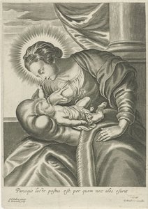 Maria matar Kristusbarnet av Adriaen Lommelin (attributed to workshop of)