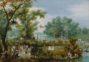 Ett glatt sällskap i en berså, 1615 av Adriaen Pietersz van de Venne