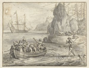 Celadon ber pirater att ta honom tillsammans med hans bortförda fru, Galatea av Adriaen Pietersz van de Venne
