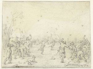 Män och pojkar som kastar snöbollar av Adriaen Pietersz van de Venne