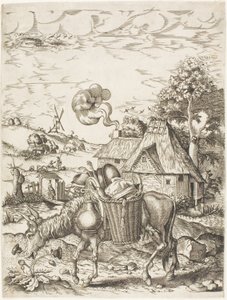 Åsnan laddad med mat, från Emblematic Figures of Animals