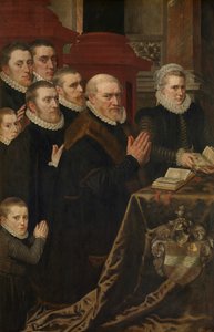 Golgata och familjen Gillis de Smidt och Maria de Deckere (olja på panel) av Adriaen Thomasz Key