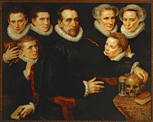 Porträtt av en familj ... av Adriaen Thomasz Key