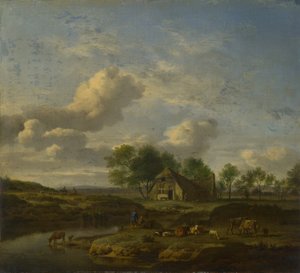 Landskap med en gård vid en bäck, 1661 av Adriaen Velde van de