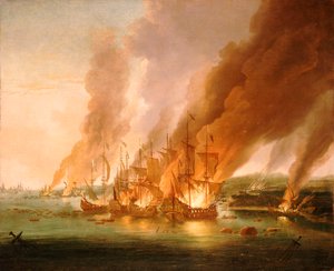 Slaget vid La Hogue, 23 maj 1692, slutet av 1600-talet (oljemålning)
