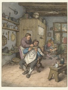 En frisörsalong Barbierswinkel av Adriaen van Ostade