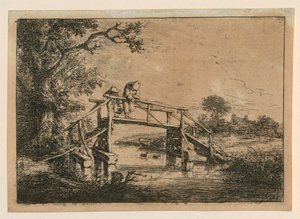 Fiskare på bron av Adriaen van Ostade