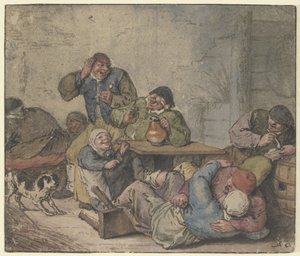 Glada bönder på ett värdshus av Adriaen van Ostade