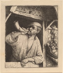 Baker låter sitt horn av Adriaen van Ostade
