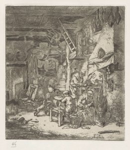 Bondefamilj i interiör av Adriaen van Ostade
