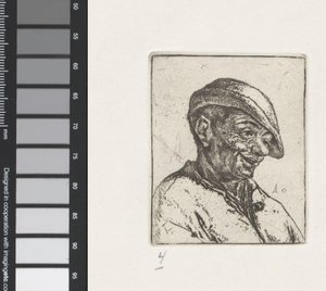 Byst av en leende bonde av Adriaen van Ostade