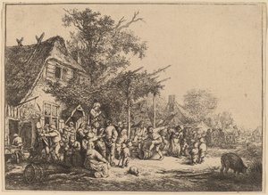 Dansa under spaljén av Adriaen van Ostade
