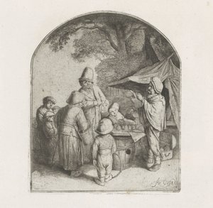 Figurer vid ett kvacksalvarestall av Adriaen van Ostade