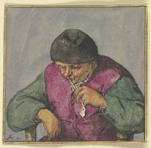Halvfigur av en sittande bonde med pipa av Adriaen van Ostade