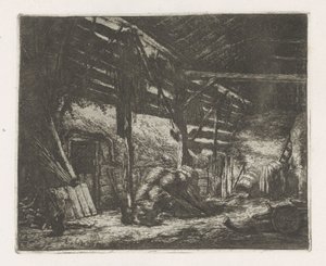Interiör av en hölada av Adriaen van Ostade