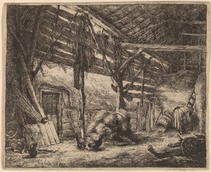 Interiör av en lada av Adriaen van Ostade