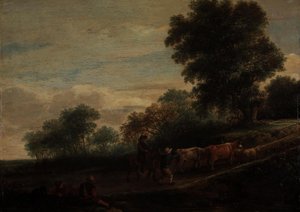 Landskap med herdar och nötkreatur av Adriaen van Ostade