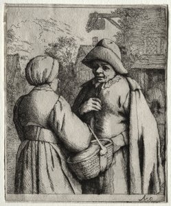 Man och kvinna samtalar av Adriaen van Ostade