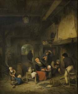 Bondefamilj på ett värdshus av Adriaen van Ostade