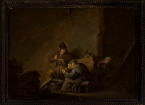 Genrebild i en interiör av Adriaen van Ostade