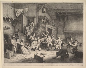 Dansen på värdshuset av Adriaen van Ostade