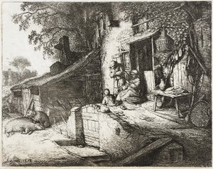Den spinnande kvinnan av Adriaen van Ostade