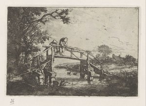 Två fiskare på en bro av Adriaen van Ostade