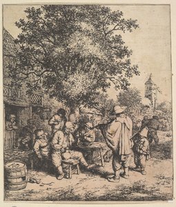 Violinist och liten orgelkvarn, 1610-85. av Adriaen van Ostade