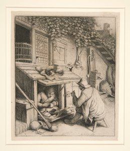 a. Skomakaren b. Sångarna av Adriaen van Ostade