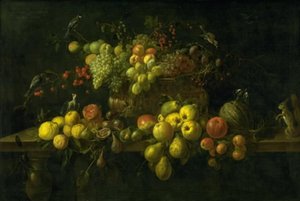 Stilleben med frukt på ett bord av Adriaen van Utrecht
