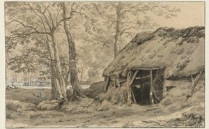 En koja eller fårfack i skogen av Adriaen van de Velde