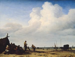 Utsikt över stranden av Adriaen van de Velde
