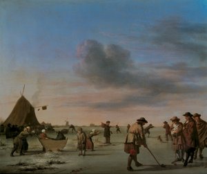Wachezaji gofu kwenye Ice karibu na Haarlem, 1668 (jopo)swed av Adriaen van de Velde