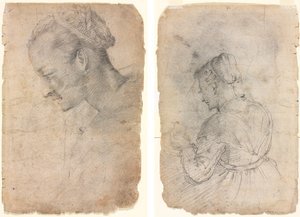 Profil av en kvinnas huvud (recto) A Kitchen Maid (verso) av Adriaen van de Velde